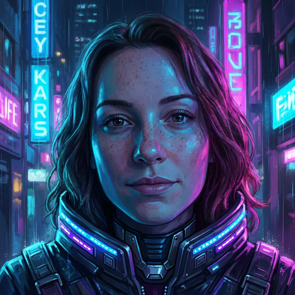 Cyberpunk AI selfie style
