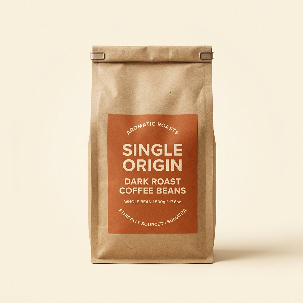 Single Origin dark roast coffee bag