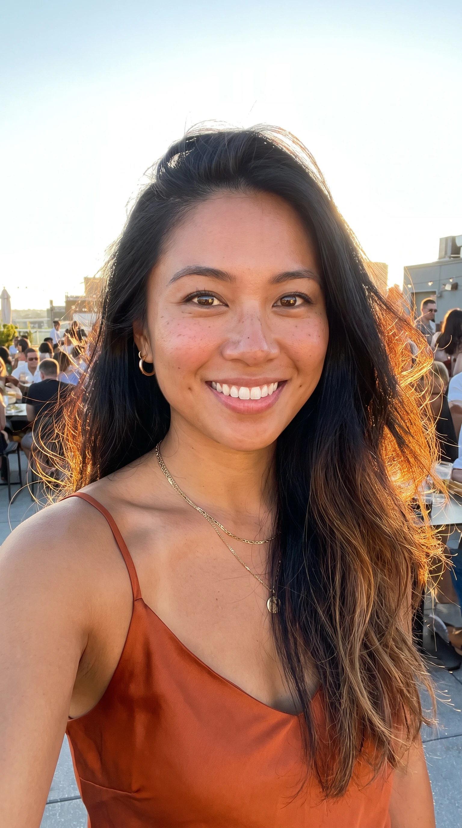 AI talking-avatar creator on a rooftop at golden hour