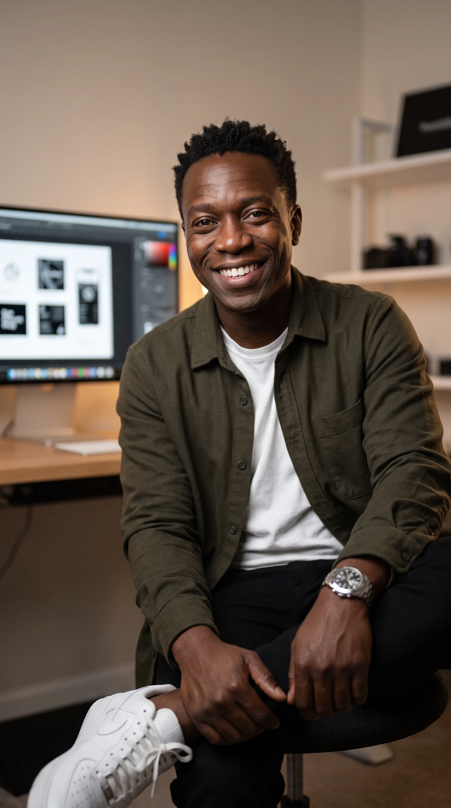 AI talking-avatar creator at a home studio desk