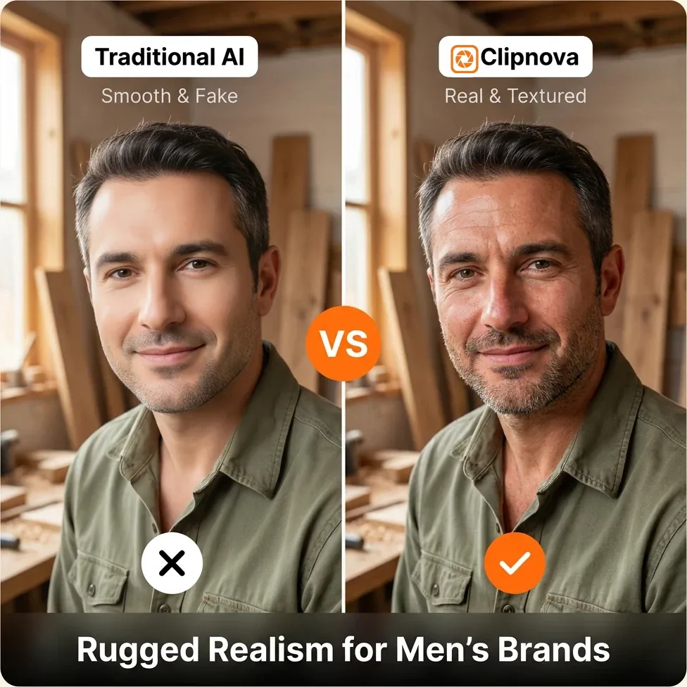 Rugged realism for men's brands