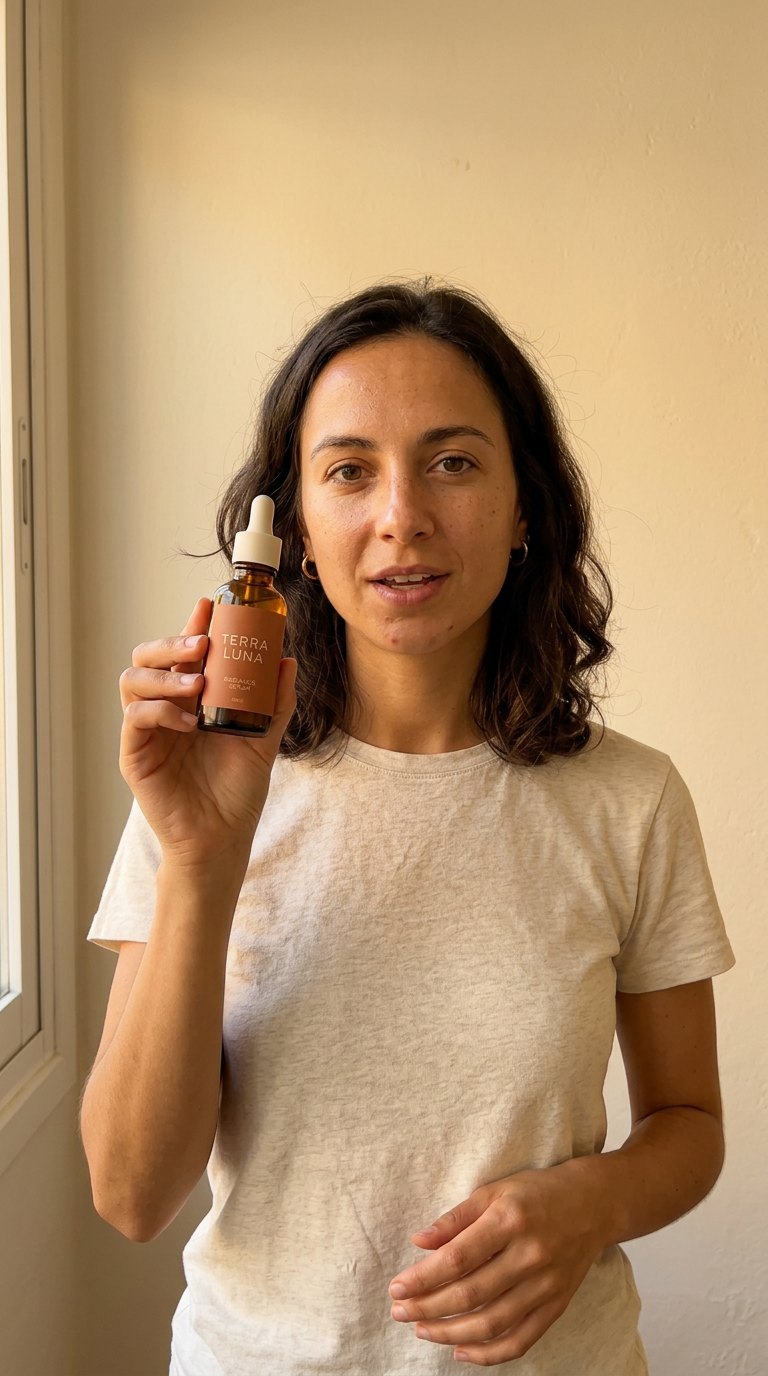 AI creator holding the TERRA LUNA serum