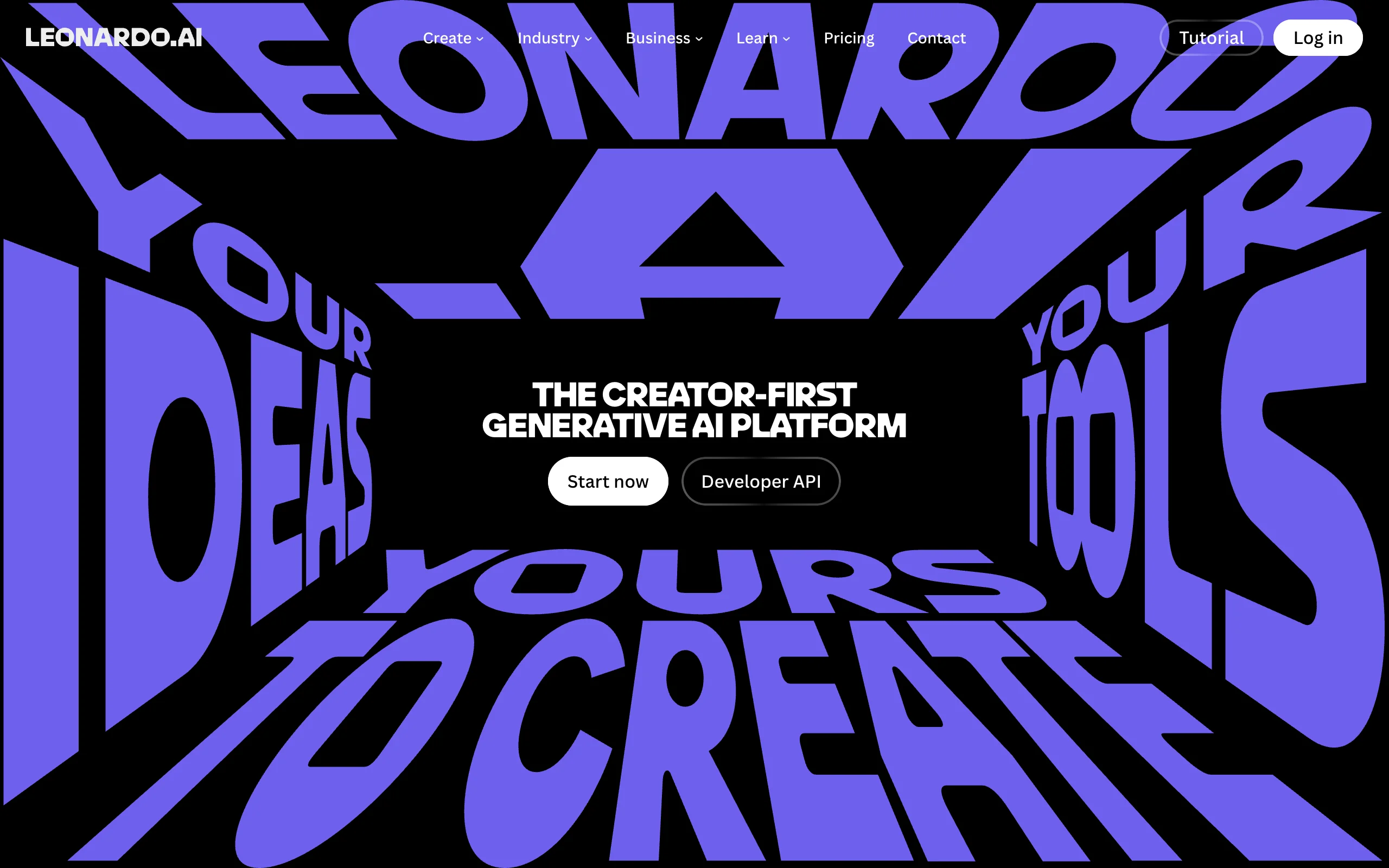Leonardo AI homepage, a creator-first platform for consistent cartoon character generation