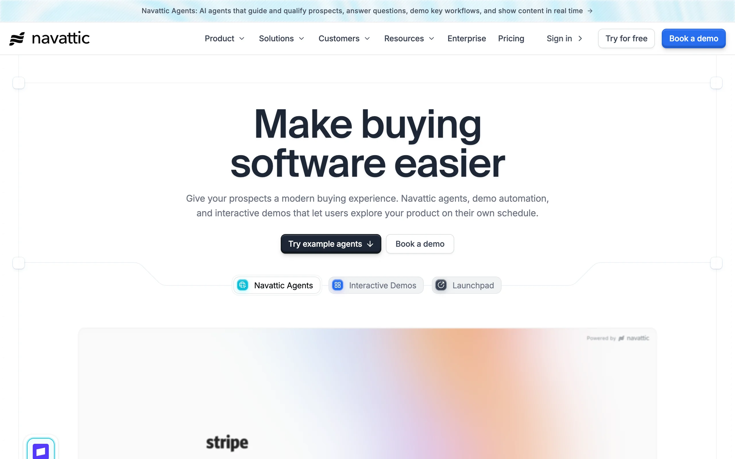 Navattic homepage with interactive demos and demo automation for software buyers