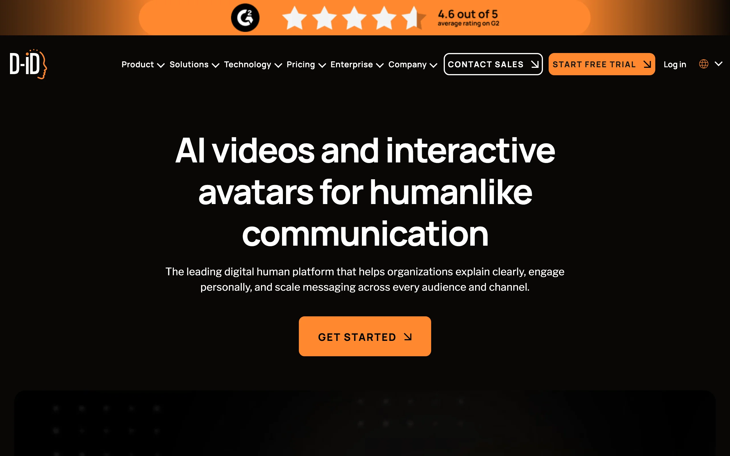 D-ID homepage, a talking photo and interactive avatar tool with an API